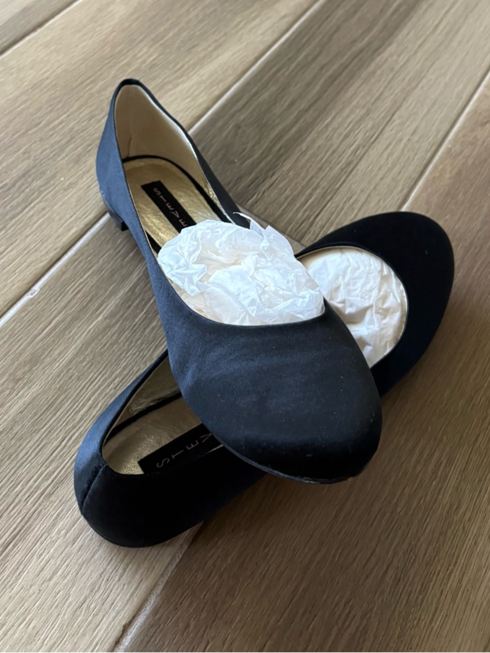 Steve Madden Black Satin Ballet Flats with Cushioned Insole